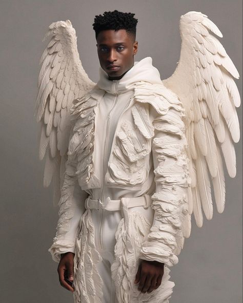 Via: @str4ngething Greek God Costume, Twin Flame Art, F Men, Angel Outfit, Angel Costume, 3d Fashion, Monochrome Fashion, Fantasias Halloween, Futuristic Fashion