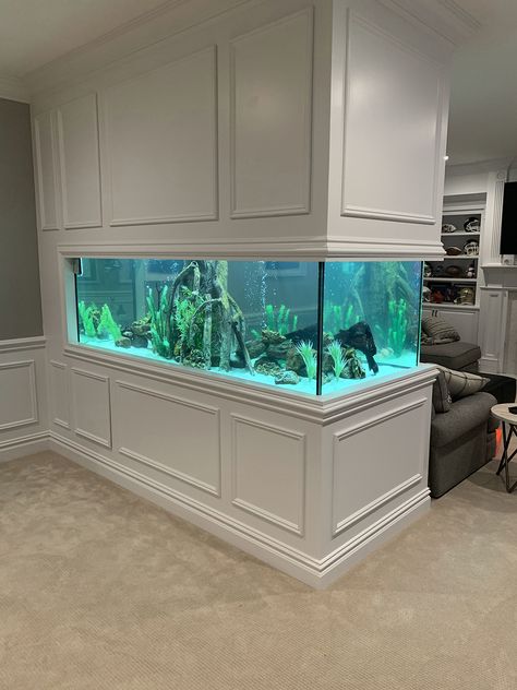 Fish Tank Design Ideas House, Fish Tank Built In Wall, Big Aquarium Living Rooms, Fish Tank Wall, Nano Reef Tank, Custom Aquarium, Big Aquarium, Wall Aquarium, Tropical Fish Tanks