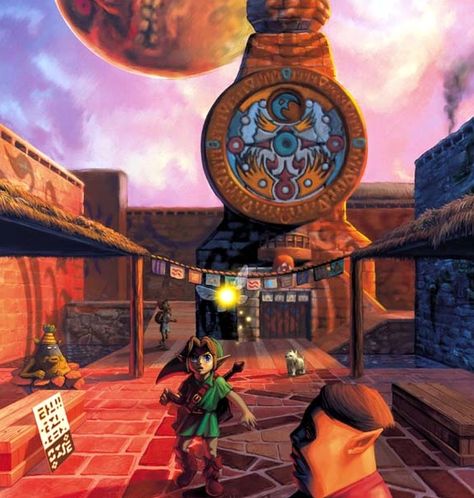 Clock Town | Zeldapedia | Fandom Majoras Mask Aesthetic, Zelda Sleeve, Fantasy Scenarios, Clock Town, Oot Link, Kakariko Village, Classic Nintendo, Zelda Tattoo, Zelda Funny