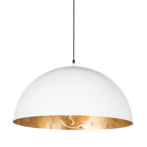 White Dome Pendant Light - Contemporary Industrial Modern Pendants - Dering Hall Industrial Minimalist, Steel Canopy, Large Pendant Lighting, Dome Pendant Lighting, Bowl Pendant, Blackened Steel, Farmhouse Ideas, Contemporary Pendant Lights, White Pendant Light