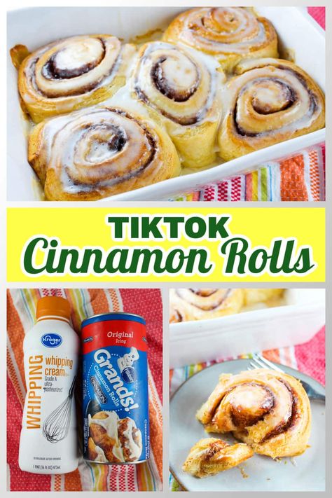 Cinnamon Rolls From Canned Cinnamon Rolls, Til Tom Cinnamon Rolls, Tictoc Cinnamon Rolls, How To Make Can Cinnamon Rolls Better, Easy Cinamoroll Recipe, Cinnamon Roll Tiktok, Tik Tok Cinnamon Rolls, Tiktok Cinnamon Rolls, Strawberry Banana Cakes