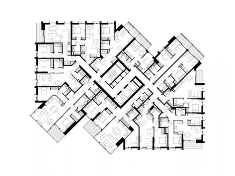 Cluster Architecture Plan, Cluster Planning Architecture, Cluster Housing Masterplan, Mix Use Building Architecture Plan, Administration Plan Architecture, Residential Plan, Office Building Plans, Residential Building Plan, Architecture Courtyard