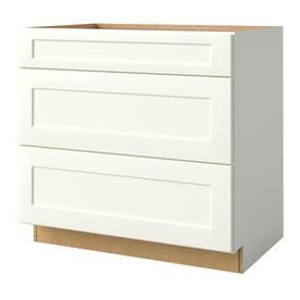 3-drawer base cabinet 36-in kitchen at Lowes.com: Search Results Semi Custom Kitchen Cabinets, Flat Panel Doors, Semi Custom Cabinets, Shaker Door Styles, Kitchen Cabinet Drawers, Plywood Cabinets, Furniture Board, Painted Drawers, Allen Roth