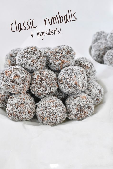 This easy and kid friendly rum ball recipe is a staple in our house! Too easy and so addictive. Healthy Rum Balls, Easy Baked Gifts, Easy Sweets For Party, Biscuit Balls Recipe, No Bake Rum Balls Recipe, Chocolate Rum Balls Recipes, Sweet Balls Recipe, Christmas Balls Recipe, Easy Rum Balls Recipe