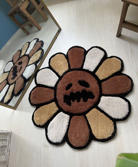 Cactus Jack Travis Scott, Tufting Rug, Murakami Flower, Graphic Rug, Funky Rugs, Hand Tufted Rug, Flower Rug, Tufted Rugs, Future Apartment Decor