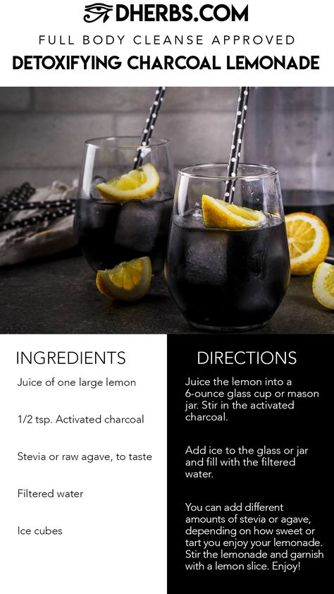 How To Make Black Lemonade, Charcoal Lemonade Recipe, Activated Charcoal Recipes Food, Drinking Activated Charcoal Benefits, Charcoal Drink Recipes, Activated Charcoal Drink, Activated Charcoal Smoothie, Black Lemonade Recipe, Activated Charcoal Recipes