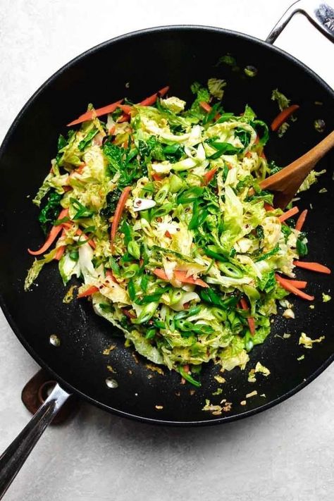 Paleo Chinese Cabbage Stir-Fry with shredded cabbage in a Chinese-inspired stir-fry sauce. Paleo, Whole30 and Vegan friendly. #ChineseCabbageStirFry #CabbageStirFry #ShreddedCabbage #ShreddedCabbageStirFry #AsianCabbageStirFry #PaleoChineseCabbageStirFry #IHeartUmami #Whole30vegetarian #Whole30vegan Best Chinese Dishes, Chinese Cabbage Stir Fry, Recipes Stir Fry, Whole 30 Vegetarian, Umami Recipes, Whole 30 Vegan, Vege Dishes, Chinese Side Dishes, Aip Foods