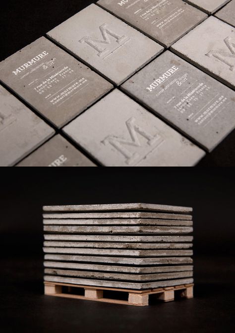 Concrete business cards. Murmure Concrete Business Cards, Pet Memorial Diy, Examples Of Business Cards, Corporate Image, Identity Package, Pure Design, Business Card Branding, Concrete Design, Business Cards Creative