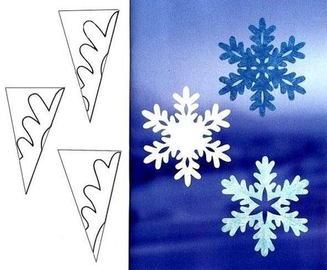 * Snöflingor I Papper, Paper Snowflake Template, Paper Snowflake Patterns, Paper Snowflakes Diy, Snowflake Template, Snow Flakes Diy, Kraf Diy, Paper Snowflakes, Snowflake Pattern