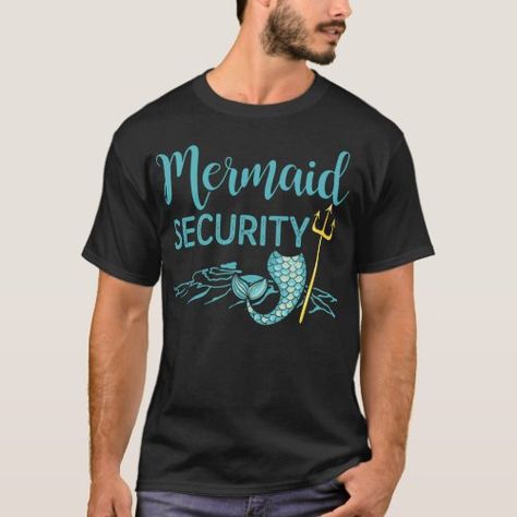 Merman Shirt Funny Mermaid Security T-Shirt Gift Summer Clothing - martinis, fantasy, retro mermaid, birthday, mermaids, miss fluff, girl, summer, art Mermaid Boy, Mermaid Humor, Mermaid Man, Mermaid Theme Party, Mermaid Shirt, Diy Father's Day Gifts, Birthday Girl Shirt, Mermaid Birthday Party, Mermaid Birthday