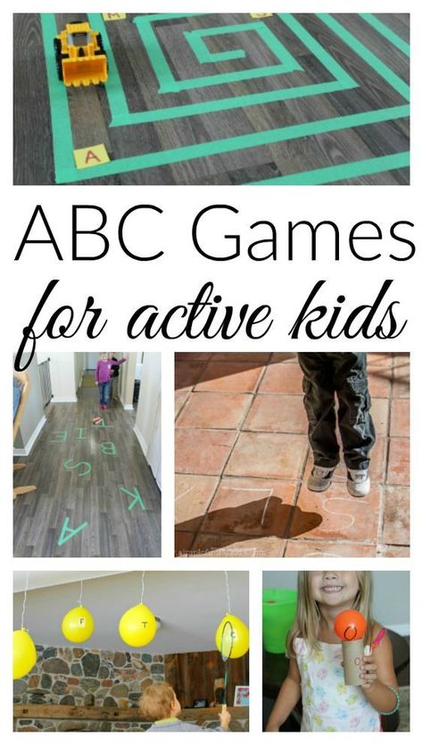 These alphabet games are perfect for active kids! Great activites for practicing letters and sounds with preschoolers. Preschool Alphabet, Letters And Sounds, Abc Games, Letter Games, Abc Activities, Worksheets Preschool, Alphabet Games, Preschool Literacy, Alphabet Activities Preschool