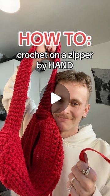 L O O S E N D S on Instagram: "HOW TO: add a zipper to your crochet projects🪡🎒  #crochetzipper #howtocrochet #crochet #crochetdiy #diycrochetbag #crochetproject #tshirtyarnbag #handmadebag #slowfashion" Attach Zipper To Crochet, Crochet With Zipper, How To Add Zipper To Crochet, Zipper Crochet Bag, Crochet Sweater With Zipper, Add Zipper To Crochet, Crochet Kids Bags Free Patterns, Crochet Bag With Zipper, How To Make A Crochet Bag