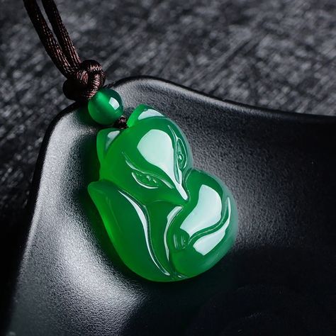 Natural Green White Chinese Chalcedony Jade Fox Pendant Necklace Fashion Charm Jewelry Carved Amulet Gifts for Women Men US $2.49 US $4.99  -50% Fox Necklace, Phoenix Necklace, Jade Pendant Necklace, Foxes Necklace, Fox Pendant, Chinese Fashion, Green Chalcedony, Amulet Necklace, Jade Necklace