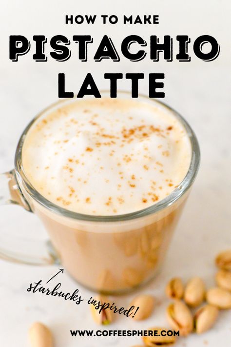 Pistachio Latte Recipe, Seasonal Coffee Drinks, Easy Coffee Drinks Recipes, Pistachio Coffee, Pistachio Latte, Pistachio Syrup, Crusted Rack Of Lamb, Tea Latte Recipe, Starbucks Secret