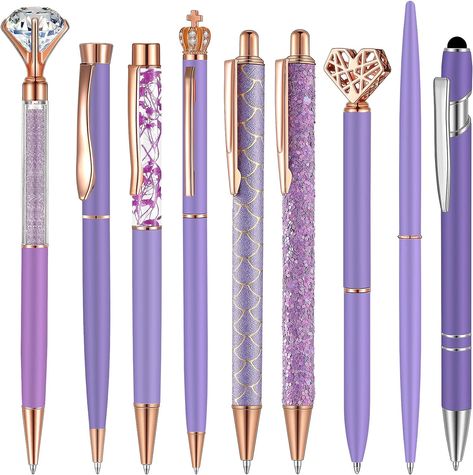 Purple Pen, Fancy Pens, Fine Point Pens, Pretty Pens, Diamond Pen, Purple Gift, Cute Pens, Metal Pen, Beautiful Pen