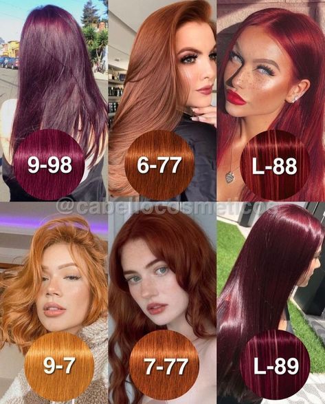 Igora Royal Red Formulas, Igora Color Chart, Type Of Red Hair Color, Red Hair Swatches, Annabelle Joy Hooper Hair, Cool Tone Red Hair Pale Skin, Igora Reds, Hi Color Loreal Red Dark Hair, Deep Red Hair Color With Highlights