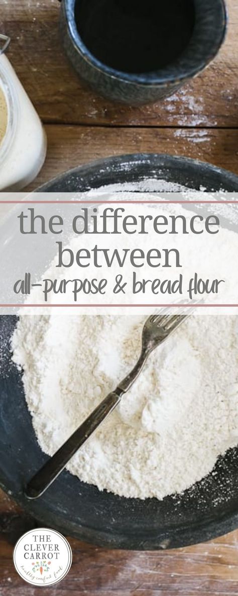 While they may look the same, there is a huge difference between all-purpose and bread flour. Know which flour will work best for your sourdough, and how best to use it in your recipe. It's important to understand the protein content of the different flours, and why it matters. Difference Between Bread Flour And All Purpose Flour, Uses For Bread Flour, Sourdough Recipes All Purpose Flour, How To Make All Purpose Flour, What Is Bread Flour, Bread Flour Vs All Purpose Flour, Bread Using Bread Flour, Bread Flour Uses, Recipes Using Bread Flour