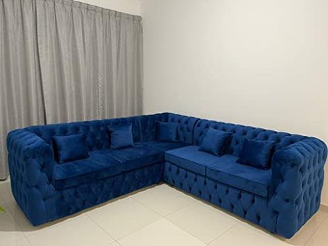 Aesthetics Bedroom, Decorative Drawing, Chesterfield Sofa Living Room, Drawing Decor, Sofa Couch Design, Luxury Sofa Living Room, Beds For Small Spaces, Blue Couch, Luxury Furniture Sofa