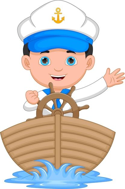 Cartoon Boat, Boat Cartoon, Premium Vector Cartoon, Community Helpers Theme, Cartoons For Kids, Pirate Boats, Motor Boat, Nautical Nursery Decor, Birthday Cake Topper Printable