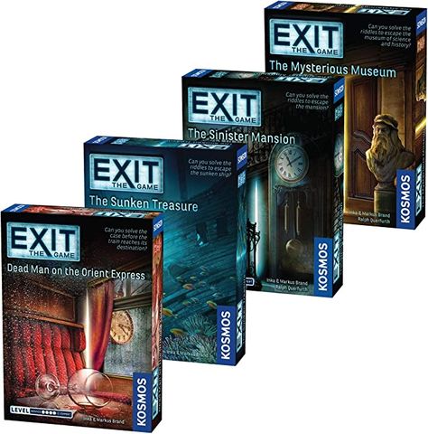 Amazon.com: EXIT: The Game 4-Pack Escape Room Bundle | Season 3 | Dead Man on The Orient Express | Sinister Mansion | Sunken Treasure | Mysterious Museum | Family-Friendly, Cooperative Game | 1 to 4 Players : Toys & Games Sunken Treasure, History Games, Paddle Wheel, Cooperative Games, Escape Room Game, The Exit, Knight Games, Puzzle Solving, Escape Room