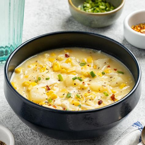 You'll find this corn and crab bisque loaded with a creamy base, lump crab meat and fresh corn. Corn And Crab Bisque, Crab And Corn Bisque, Crab And Corn Soup, Crab Soup Recipe, Crab And Corn Chowder, Crab And Corn, Crab Soup Recipes, Christmas Eve Ideas, Corn Bisque