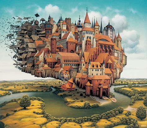 Jacek Yerka, Superflat, Marcel Duchamp, Magic Realism, Head In The Clouds, Hieronymus Bosch, Surrealism Painting, Norman Rockwell, 판타지 아트