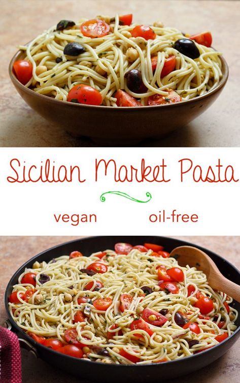 Pasta Food Recipes, Pasta Food, Vegan Pasta Recipes, Vegan Italian, Making Pasta, Sicilian Recipes, Oil Free Vegan, Vegetarian Pasta, Vegan Kitchen