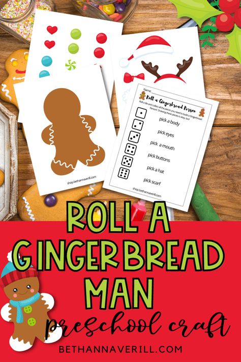 Adorable Roll a Gingerbread Man Dice Game for Preschoolers Gingerbread Games For Preschool, Gingerbread Man Games Preschool, Roll A Gingerbread Man Dice Game, Gingerbread Man Preschool Activities, Gingerbread Man Printable, Gingerbread Man Games, Butterfly Preschool, Gingerbread Preschool, Gingerbread Man Preschool