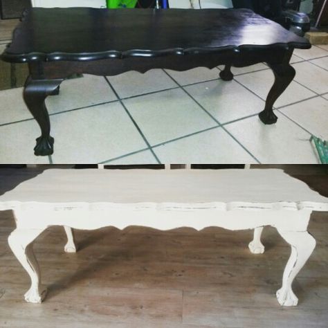 This ball and claw coffee table is now ready to be the talking point at any tea party. With antique white chalk paint and some choice distressing it's ready to hold it's own! #skuur #diy #beforeandafter Ball And Claw Furniture Makeover, Sofa Makeover, Furniture Upcycle, Diy Furniture Decor, White Chalk Paint, Painting Furniture, White Chalk, Furniture Makeovers, Bedroom Boho