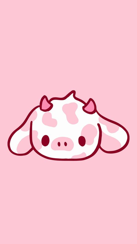 Cute Strawberry Cow Wallpaper, Strawberry Cow Wallpaper, Cute Strawberry Cow, Cow Wallpaper, Iphone Wallpaper Preppy, Cow Print Wallpaper, Cow Drawing, Cute Home Screen Wallpaper, Cute Pink Background