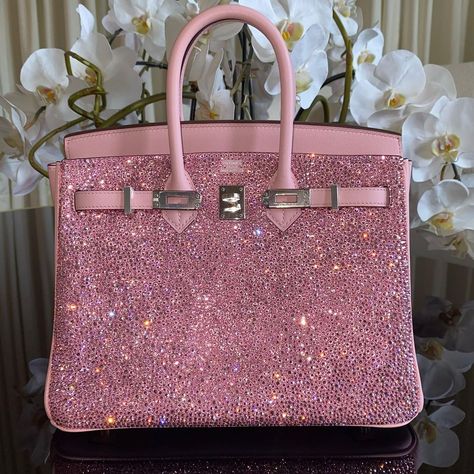 Privé Porter on Instagram: “Is there anything sweeter than a Privé Porter customized pink Swarovski Hermès baby Birkin! Available by special order only. #priveporter…” Luxury Bags Collection, Pink Swarovski, Girly Bags, Luxury Purses, Fancy Bags, Pretty Bags, Cute Purses, Hermes Bags, Pink Princess