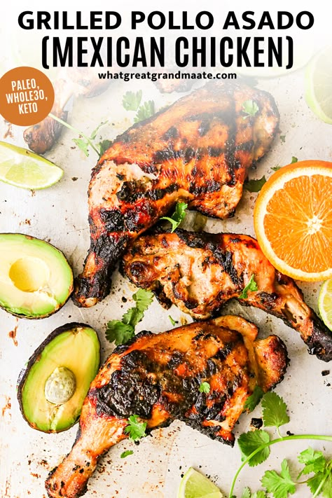 Grilled Pollo Asado, Polo Asada Chicken Marinade, Mexican Chicken Thigh Marinade, Whole Grilled Chicken Recipes, Spanish Grilled Chicken, Authentic Pollo Asado Marinade, Mexican Grilling Recipes, Mexican Chicken Drumstick Recipes, Pollo Asado Marinade Mexican