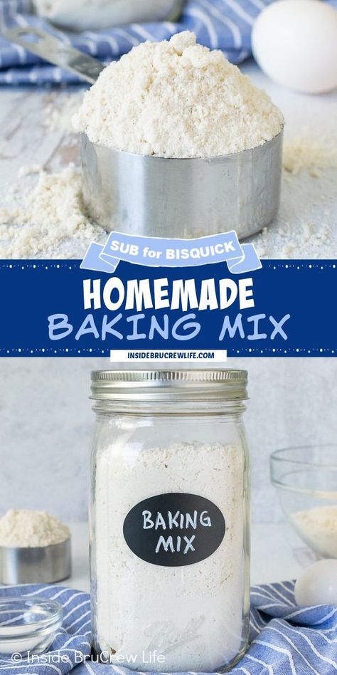 Homemade Baking Mix - this DIY baking mix can be made with ingredients from your pantry. Great Bisquick substitute when making pancakes, waffles, biscuits, and more. Bisquick Substitute, Baking Mix Recipes, Homemade Chocolate Sauce, Homemade Bisquick, Jiffy Mix, Homemade Chocolate Pudding, Making Pancakes, Diy Mixes, Dry Mixes