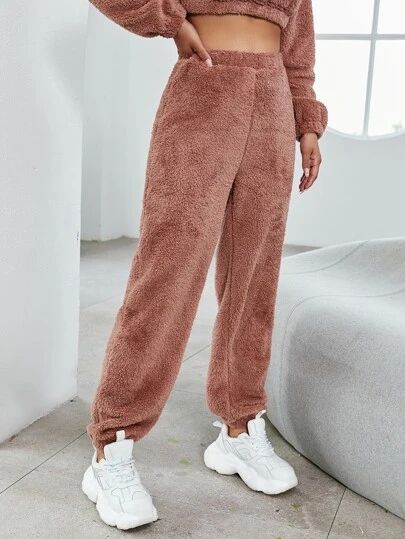 Search winter pants | SHEIN USA Fuzzy Sweatpants Outfit, Trendy Winter Fleece Sweats, Comfy Winter Fleece Sweats, Fuzzy Pants Outfit, Fuzzy Pants, Sheinsweat Pants, Sherpa Sweat Pants, Comfy Pants Outfit, Womens Pajamas Pants Fuzzy