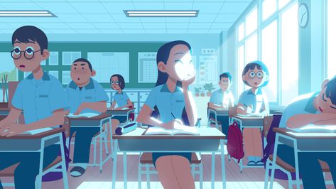 School In Korea, Student Wallpaper, Animation Schools, Animation References, Key Frame, School Illustration, Color Script, Perspective Drawing, Arte Sketchbook