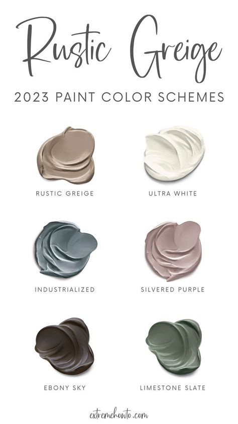 Rustic Wall Colors Paint, Colors That Go With Brown Leather Furniture, Limestone Slate Paint Color, Rustic Living Room Wall Colors, 2023 Living Room Paint Trends, Colorful Paint Palette, Rustic House Colors Interior Design, 2023 Trending Paint Colors, Perfect Greige Coordinating Colors