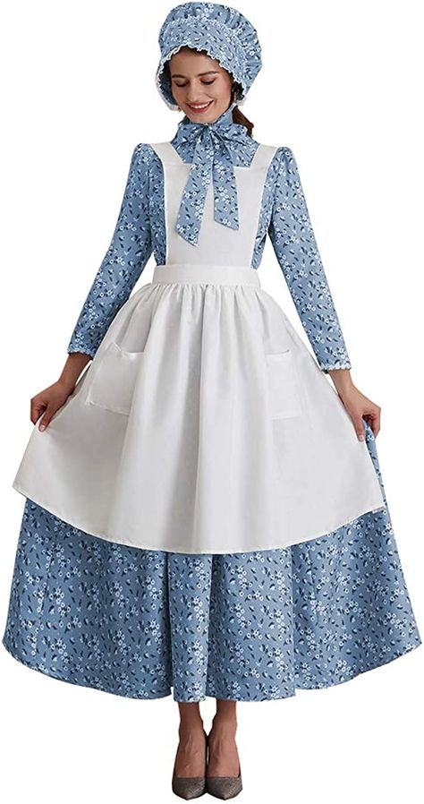 Pioneer Costume, Pioneer Clothing, Pioneer Dress, Colonial Dress, Blue Clothing, Sunday Dress, Dress Up Day, Fashion Days, Prairie Dress