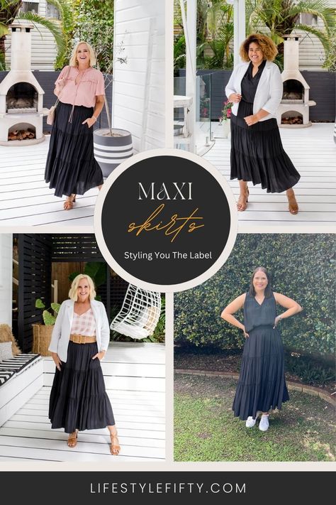 Stylish tips and images showing you what to wear with maxi skirts. Let me show you how to wear maxi skirts and look a million dollars! #maxiskirts #maxi #howtowearmaxiskirts #fashion #fashionover50 #stylingtips Plus Size Maxi Skirt Outfit, Plus Size Maxi Skirt, Maxi Skirt Outfit, Stylish Tips, Maxi Skirt Style, A Million Dollars, Maxi Skirt Outfits, Million Dollars, Plus Size Maxi