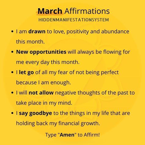 March Affirmations, Month Affirmations, March Quotes, Daily Mantras, I Say Goodbye, Daily Mantra, March Month, Positive Affirmation, New Opportunities