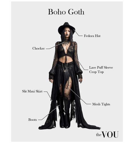 Goth Country Aesthetic, Goth Boho Outfits, Boho Goth Outfits, Goth Country, Country Goth, Bohemian Fashion Style, Bohemian Style Shoes, Bohemian Outfits Summer, Emo Look