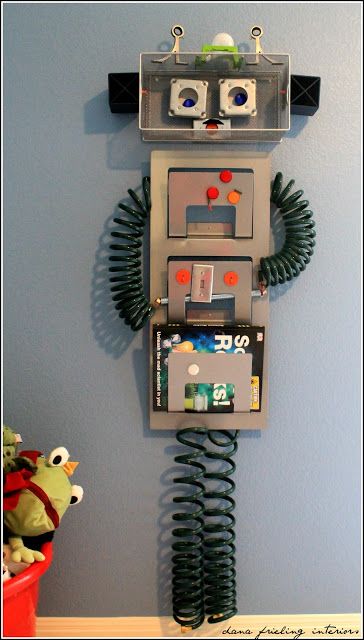 Media Center Decor, Robot Bedroom, Make Your Own Robot, Robot Nursery, Robot Room, Pediatrician Office, Robot Decorations, Robot Theme, Kid Decor