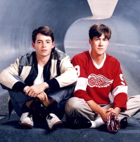 Ferris Buellers Day Off Behind The Scenes, Day Off Meme, Ferris Buller, Alan Ruck, Ferris Bueller’s Day Off, Save Ferris, 1980s Movies, Life Moves Pretty Fast, Matthew Broderick