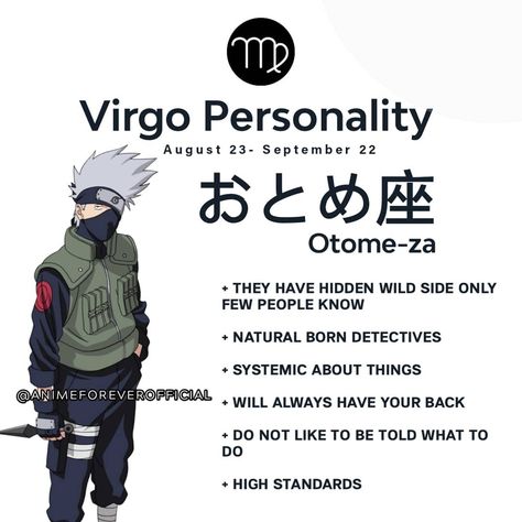 🔥✨Tag a virgo! ♍👇🏻 💫 VIRGO : This hardworking, detail-oriented, and critical sign is represented by the Virgin for its pure and discriminating nature. Observant Virgo is quick to notice flaws and fix them, helping others reach their highest potential. One of Virgo’s strongest abilities is to take in a wealth of information, and pick out only what’s important and useful. This makes Virgo one of the most productive and efficient signs of all. Anime Horoscope, Virgo Personality, Insta Memes, Social Games, Virgo Horoscope, Discord Server, All Anime, Helping Others, Naruto