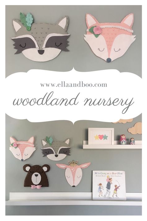 Felt Wall Art, Cloud Mobile Nursery, Woodland Nursery Wall, Woodland Nursery Girl, Gift For Baby Girl, Woodland Nursery Wall Art, Felt Wall, Girl Woodland