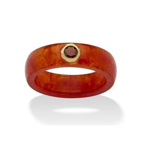 PalmBeach Jewelry - .30 TCW Round Genuine Garnet and Genuine Red Jade 10k Yellow Gold Band Ring - Walmart.com - Walmart.com Bezel Set Rings, Gold Antique Ring, Set Rings, Red Jade, Bezel Set Ring, Wrist Game, Antique Ring, Promise Rings For Her, Rings Vintage