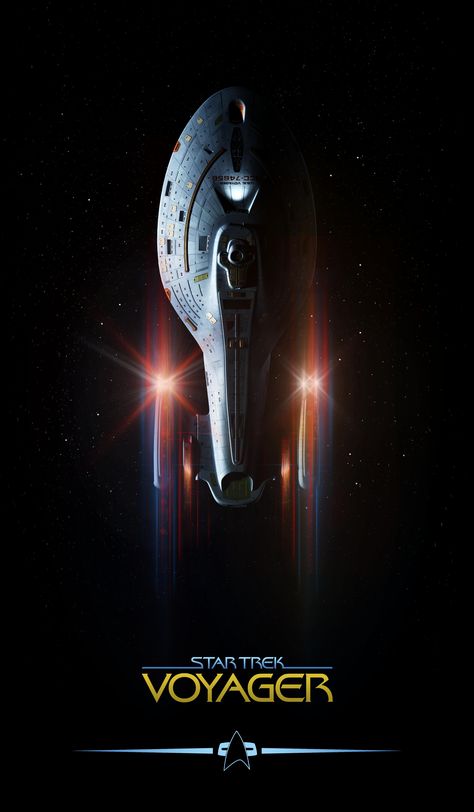 Star Trek: Voyager, by Lewis Niven ;-)~❤~ Star Trek Gifts, Star Trek Wallpaper, Star Trek Poster, Deep Space Nine, Star Trek Images, Star Trek Series, Star Trek Art, Star Trek Starships, Starship Enterprise