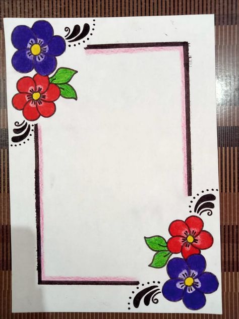 Page Boundary Design, Page Borders Design Handmade Easy, Simple Border Design For Project Paper, A4 Size Paper Border Design, Flower Border Drawing, Simple Border Designs, Page Borders Design Handmade, A4 Size Paper Border Design Flower, Boarders Designs For Projects