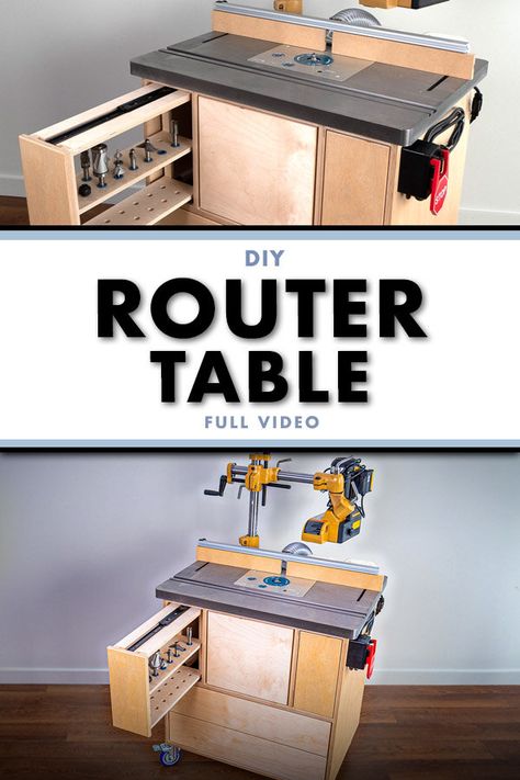 How To Build A Router Table with Bit Storage & Dust Collection Table Router, Build A Router Table, Router Techniques, Router Bit Storage, Router Table Top, Small Woodworking Shop Ideas, Router Table Plans, Diy Router Table, Bit Storage