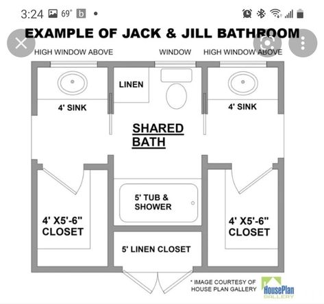 Jack And Jill Bathroom Separate Vanities, Master Suite Floor Plan, Suite Floor Plan, Separate Vanities, High Windows, House Plan Gallery, Jack And Jill Bathroom, Jack And Jill, Linen Closet