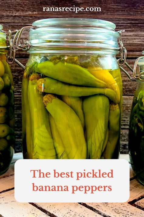 Pickled Whole Banana Peppers Recipe Canning, Pickled Brine Recipe, Fridge Pickled Banana Peppers, How To Jar Banana Peppers, Refrigerator Pickled Banana Peppers, Pickled Whole Banana Peppers, How To Pickle Banana Peppers Easy, Pickled Hot Banana Peppers Recipe, Quick Pickled Banana Peppers